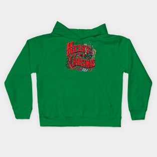 Vintage Style Merry Christmas Holiday Greeting Vector Art Kids Hoodie